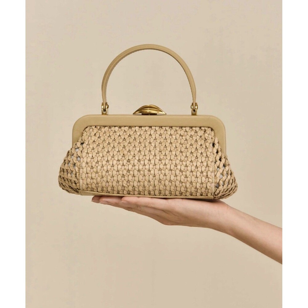 NEW | Cult Gaia Zuma Mini Woven Crossbody Tote Sand Top Handle Bag NWT $458 - Picture 3 of 16